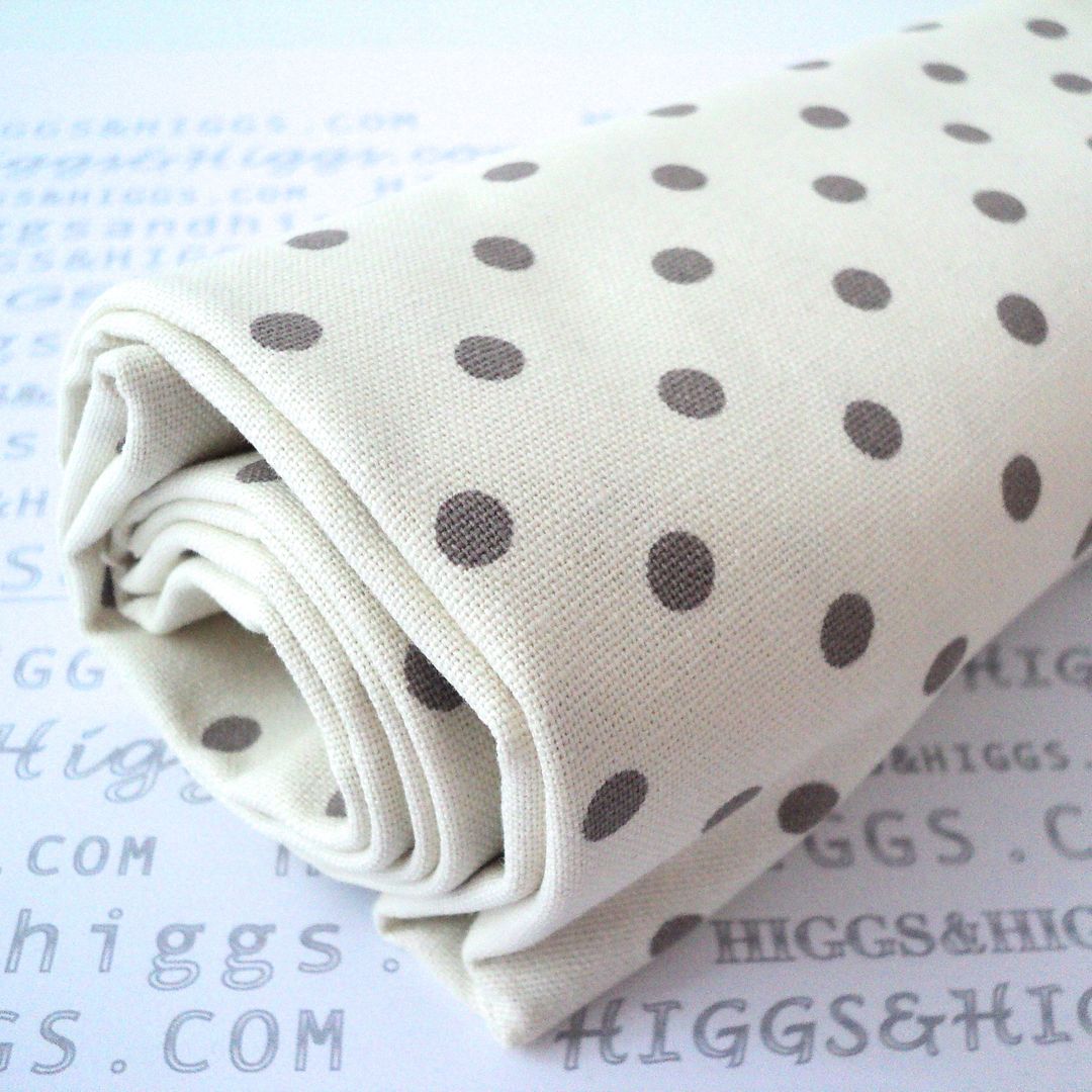 VINTAGE SPOTS DOTS CANVAS / LINEN LOOK FABRIC natural 100 COTTON